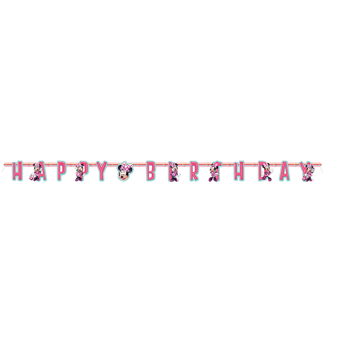 UNIQUE PARTY FAVORS Kids Birthday Minnie Mouse Happy Birthday Paper Jointed Banner, Disney, 72 Inches, 1 Count 011179792580