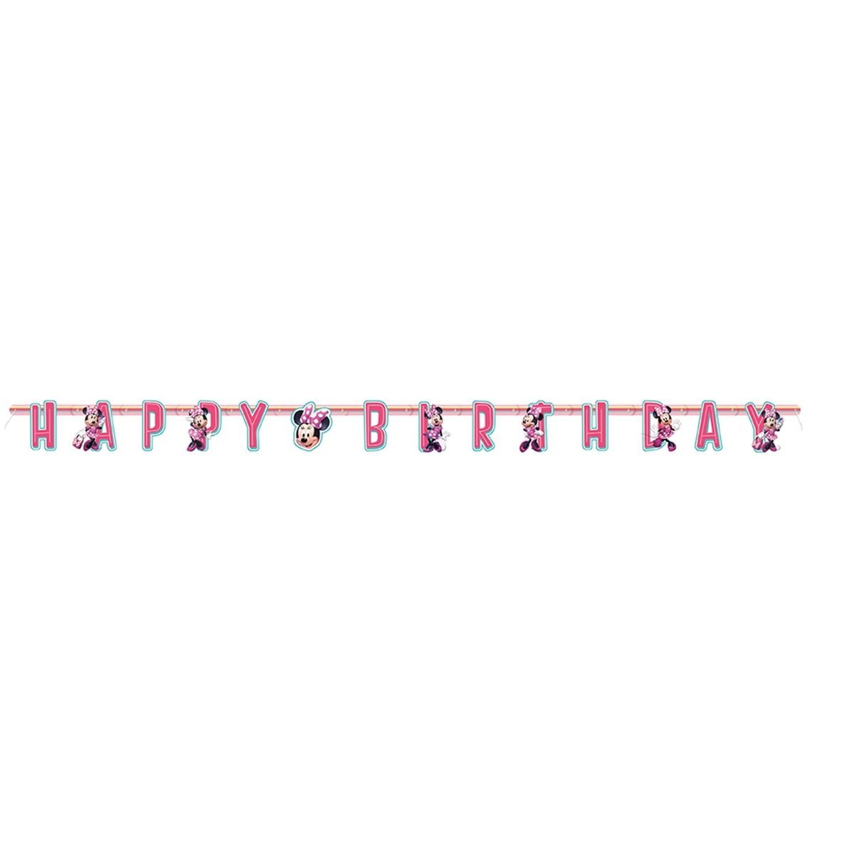 UNIQUE PARTY FAVORS Kids Birthday Minnie Mouse Happy Birthday Paper Jointed Banner, Disney, 72 Inches, 1 Count 011179792580