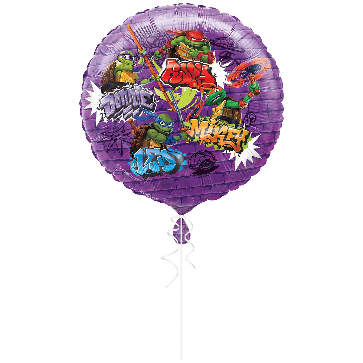 UNIQUE PARTY FAVORS Kids Birthday Ninja Turtles: Mutant Mayhem Purple Round Foil Balloon, 18 Inches, 1 Count