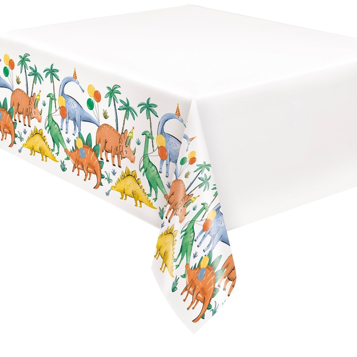 UNIQUE PARTY FAVORS Kids Birthday Partying Dinosaurs Birthday Rectangular Plastic Table Cover, 54 x 84 Inches, 1 Count 011179134830