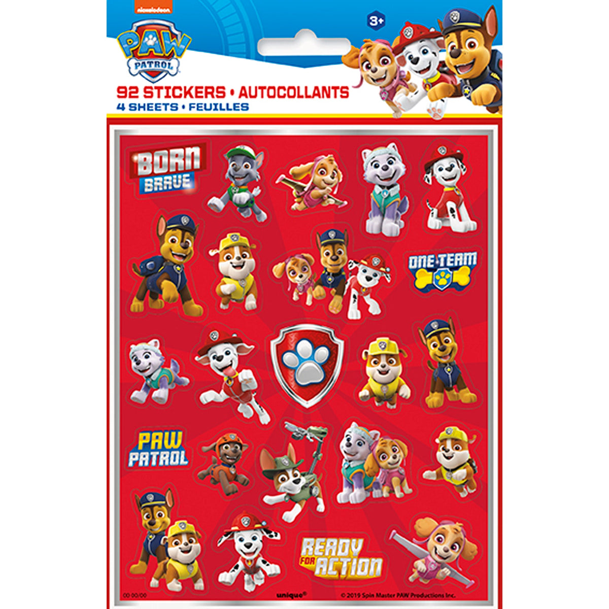 UNIQUE PARTY FAVORS Kids Birthday Paw Patrol Birthday Sticker Sheets, 4 Count 011179774401