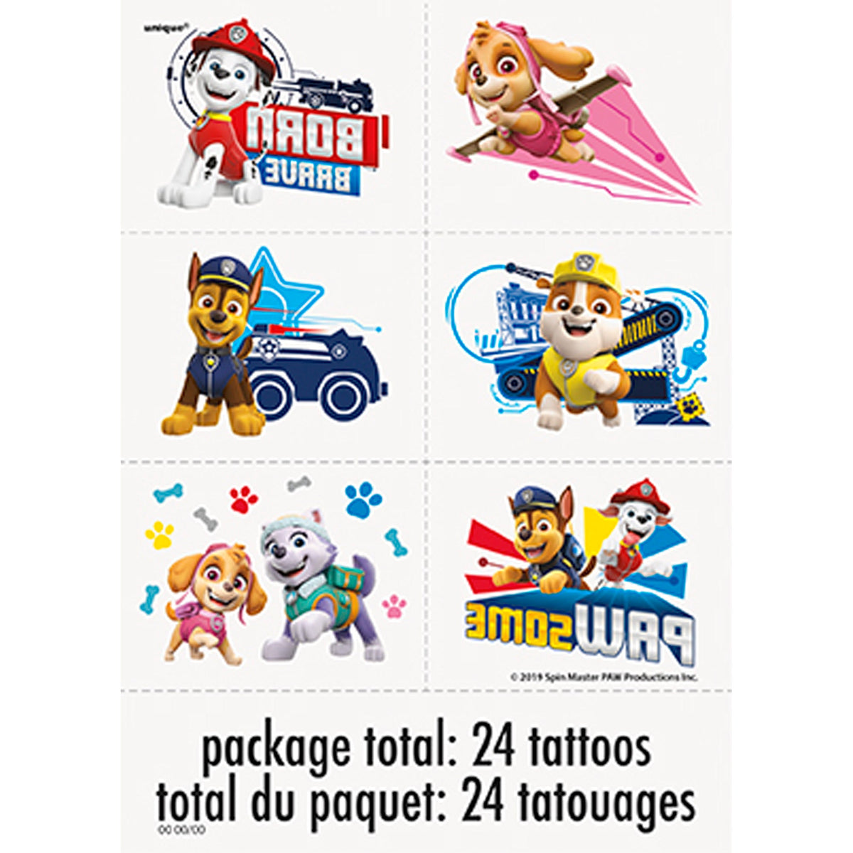 UNIQUE PARTY FAVORS Kids Birthday Paw Patrol Birthday Temporary Tattoo Sheets, 4 Count 011179774395