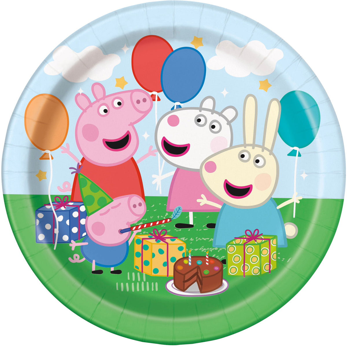 UNIQUE PARTY FAVORS Kids Birthday Peppa Pig Birthday Small Round Dessert Paper Plates, 7 Inches, 8 Count 011179782147