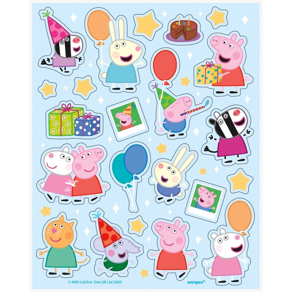 UNIQUE PARTY FAVORS Kids Birthday Peppa Pig Birthday Sticker Sheets, 4 Count 011179782284