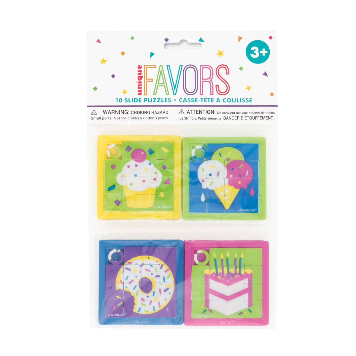 UNIQUE PARTY FAVORS Kids Birthday Slide Puzzles, 10 Count 011179847693