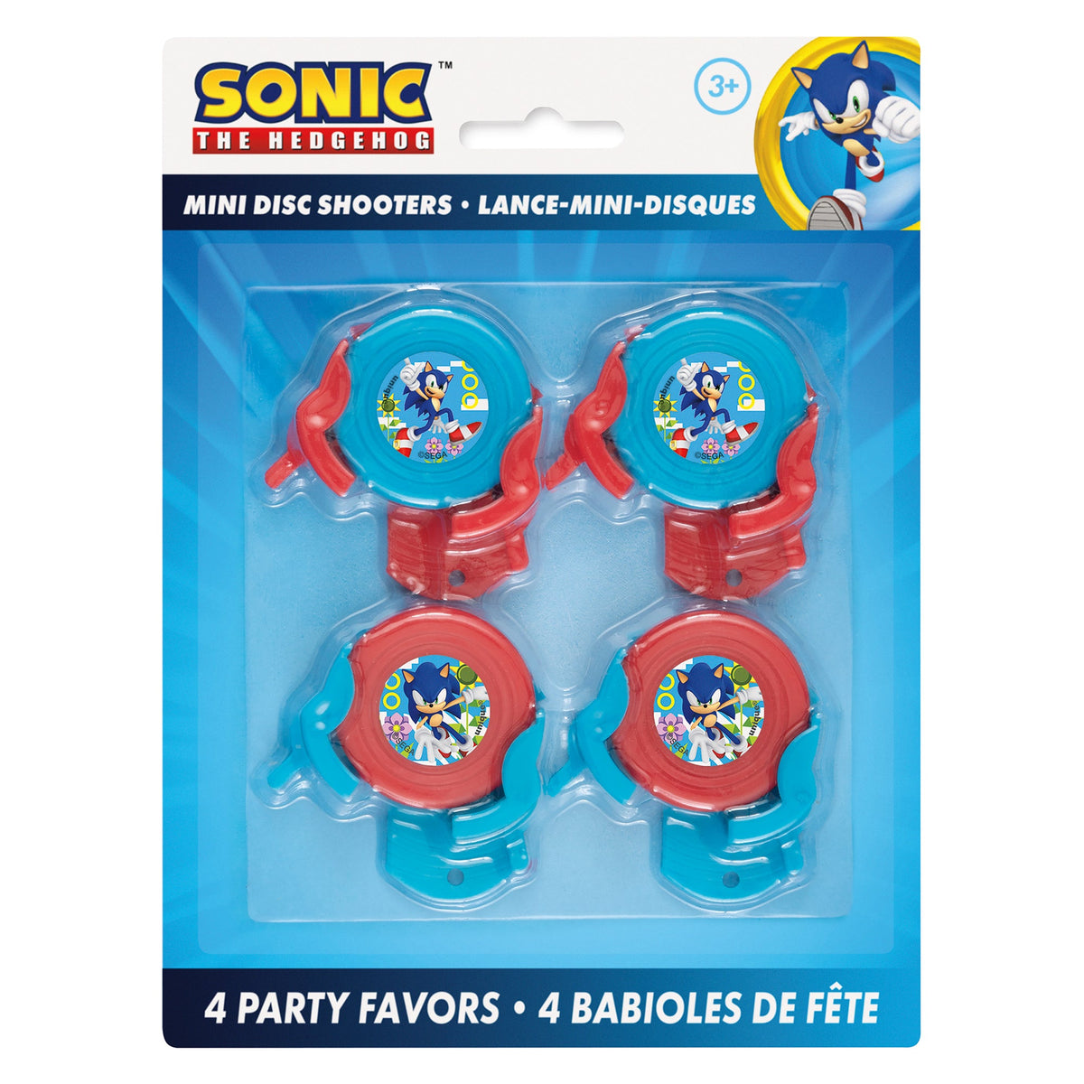 UNIQUE PARTY FAVORS Kids Birthday Sonic the Hedgehog Disc Shooters, 4 Count 011179218783
