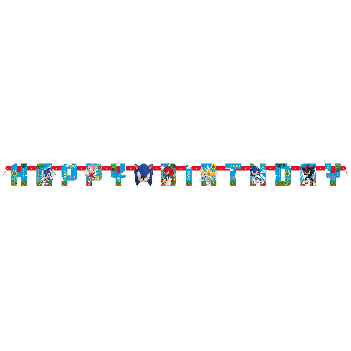 UNIQUE PARTY FAVORS Kids Birthday Sonic the Hedgehog Happy Birthday Jointed Banner, 72 Inches, 1 Count 011179218332