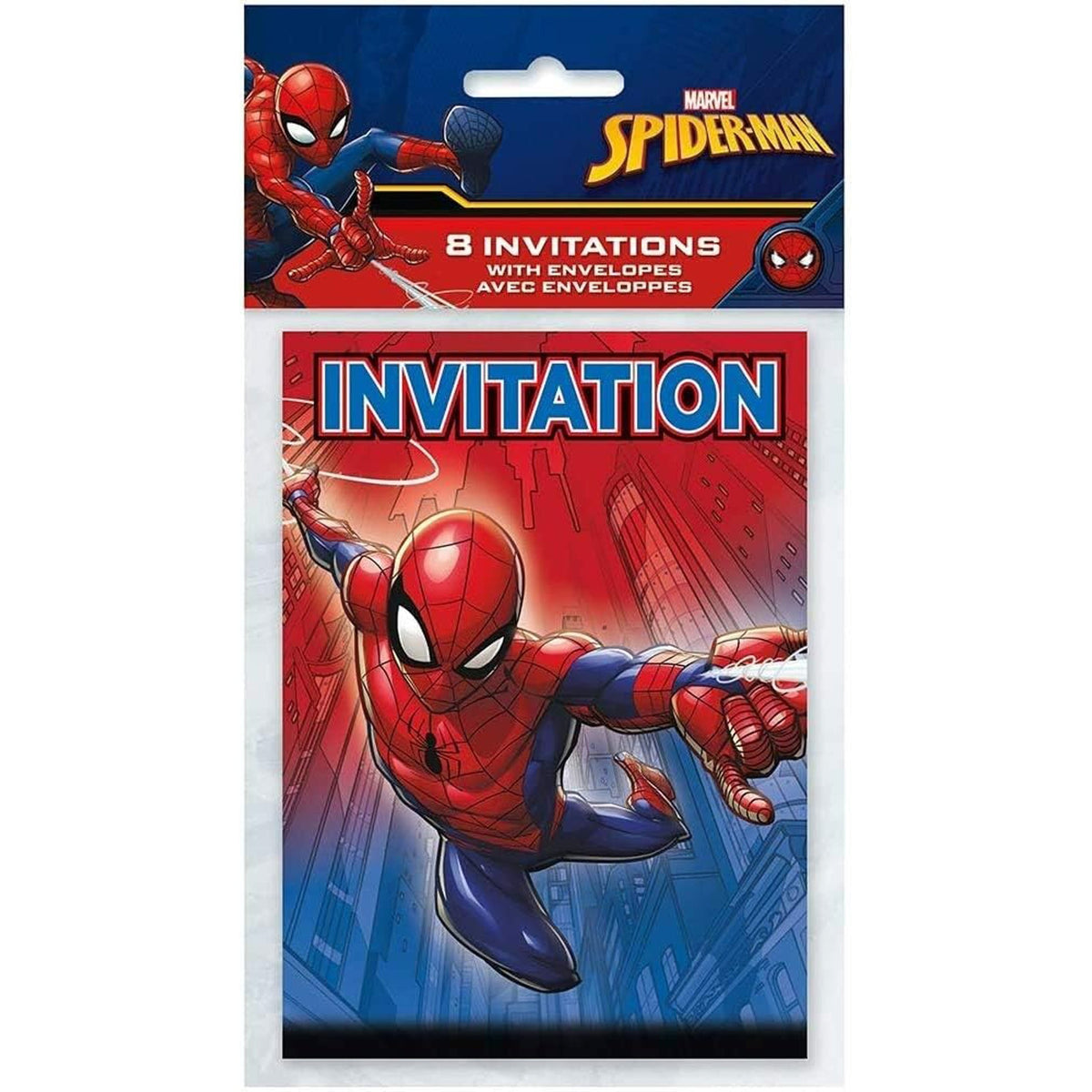 UNIQUE PARTY FAVORS Kids Birthday Spider-Man Birthday Invitations, Marvel, 8 Count 011179592340