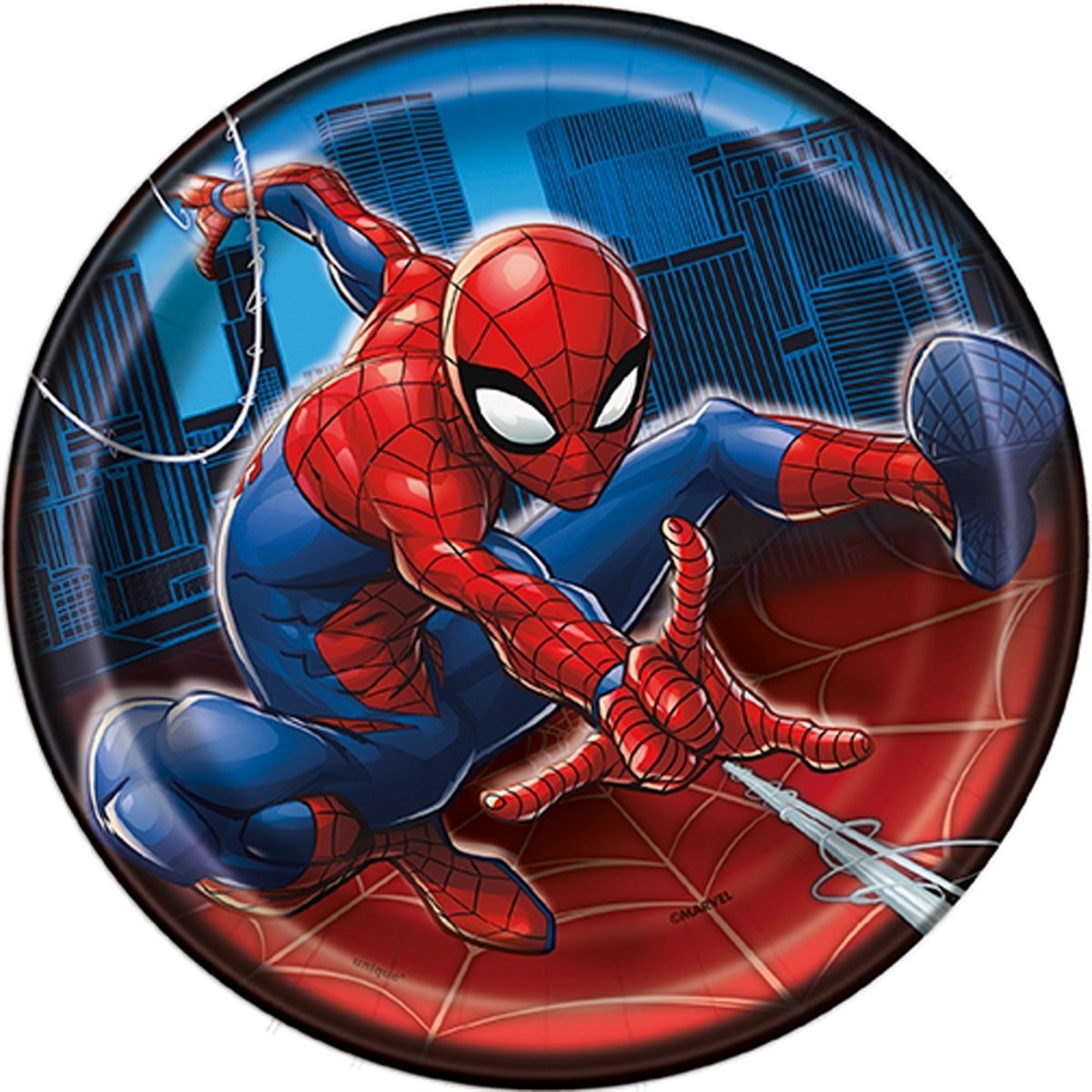 UNIQUE PARTY FAVORS Kids Birthday Spider-Man Birthday Small Round Dessert Paper Plates, Marvel, 7 Inches, 8 Count 011179592241