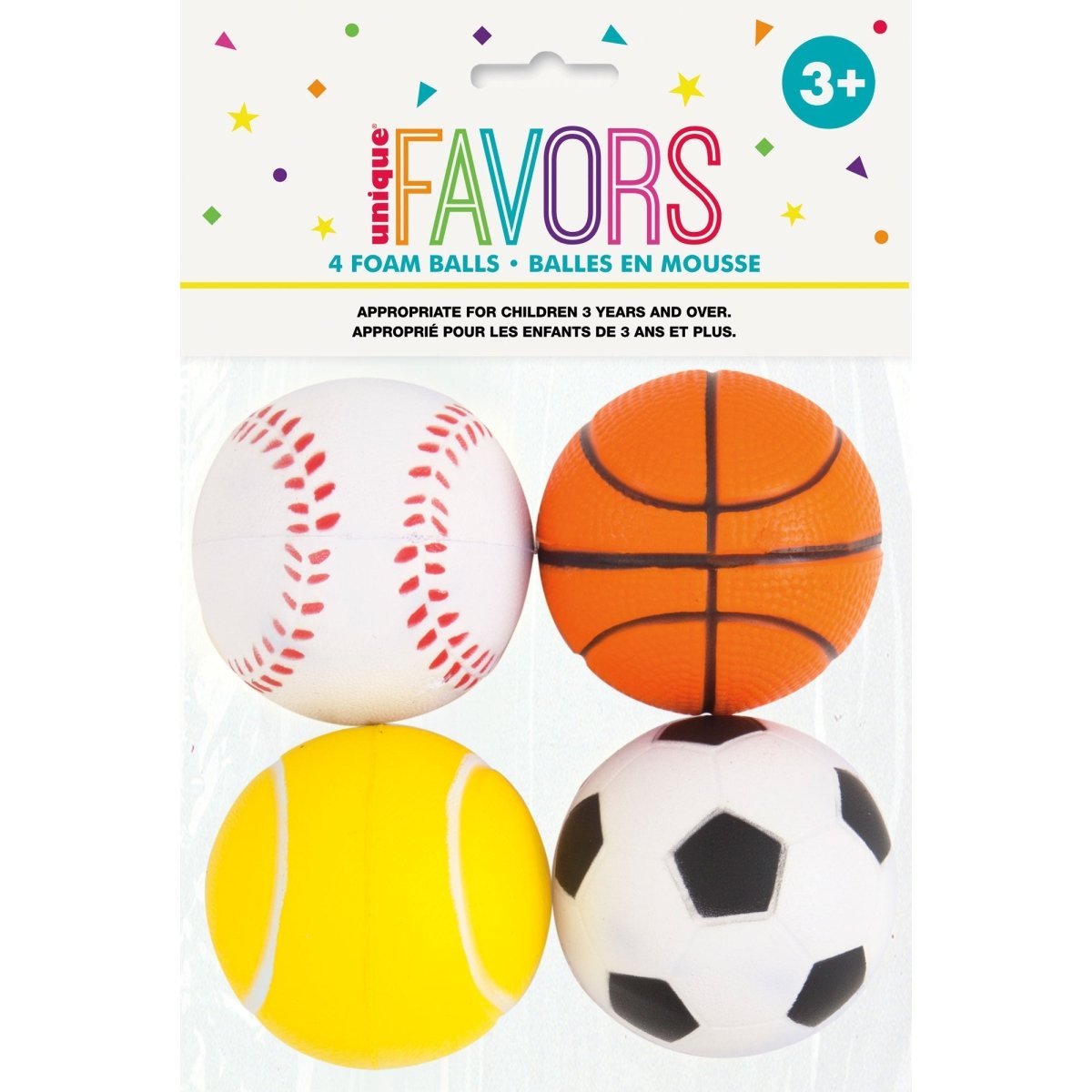 UNIQUE PARTY FAVORS Kids Birthday Sports Foam Balls, 4 Count 011179847112