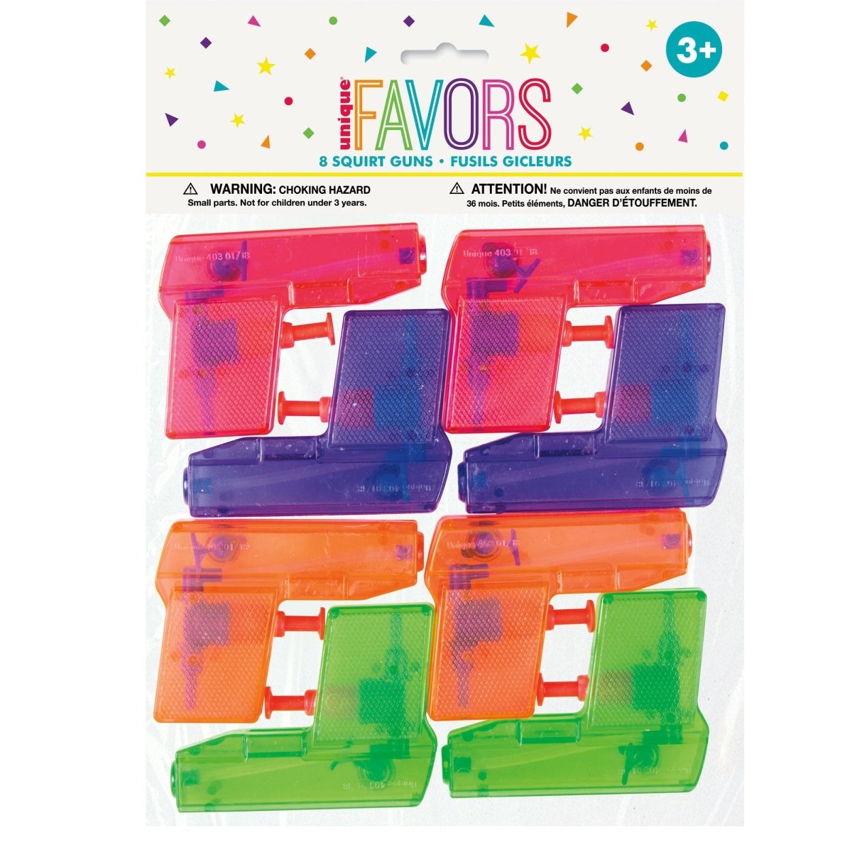 UNIQUE PARTY FAVORS Kids Birthday Squirt Guns, 8 Count 011179848010