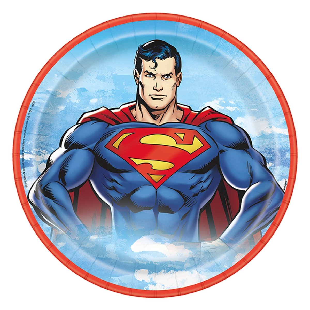 UNIQUE PARTY FAVORS Kids Birthday Superman Birthday Large Round Lunch Paper Plates, 9 Inches, 8 Count 011179156443