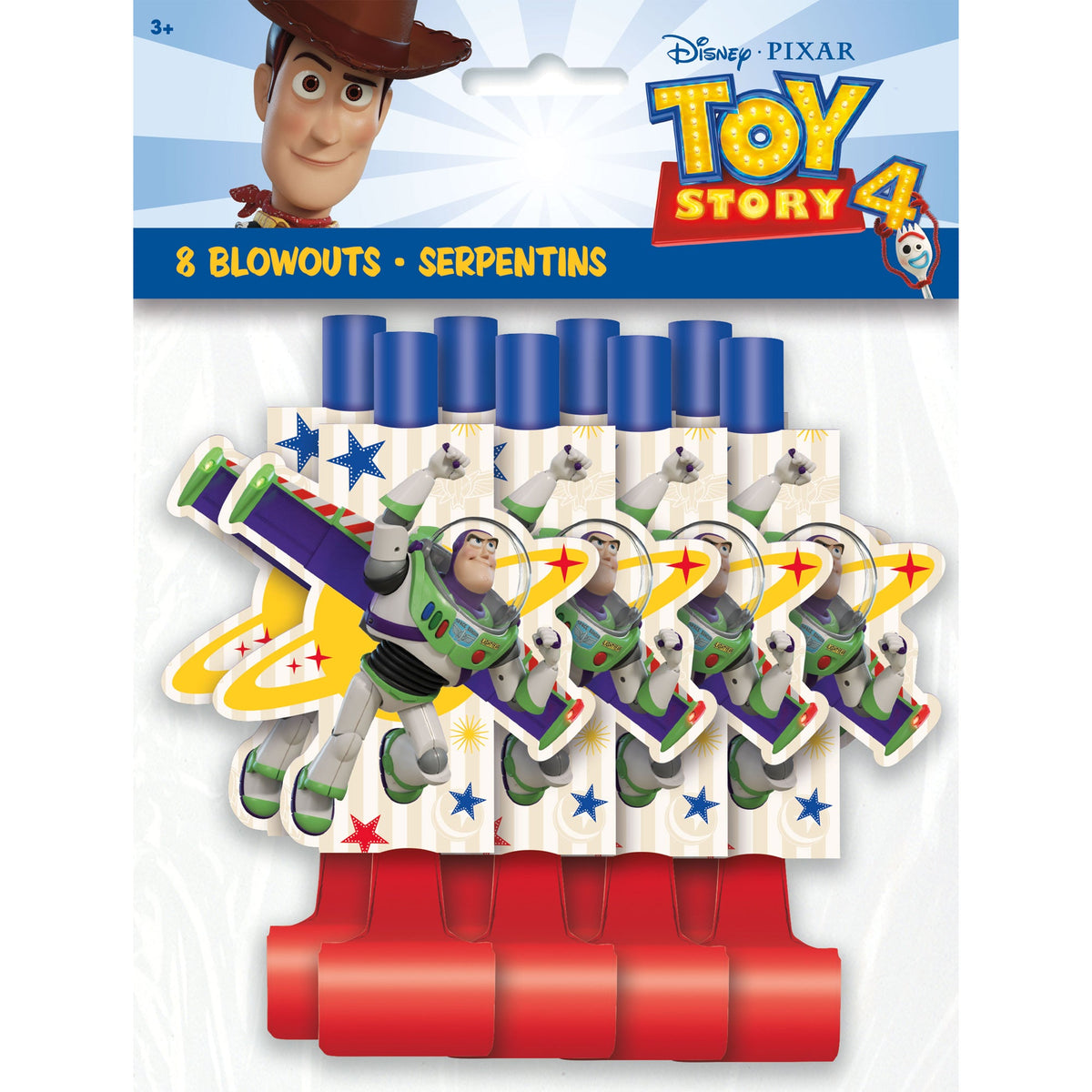 UNIQUE PARTY FAVORS Kids Birthday Toy Story Birthday Blowouts, Disney, 8 Count 011179798520