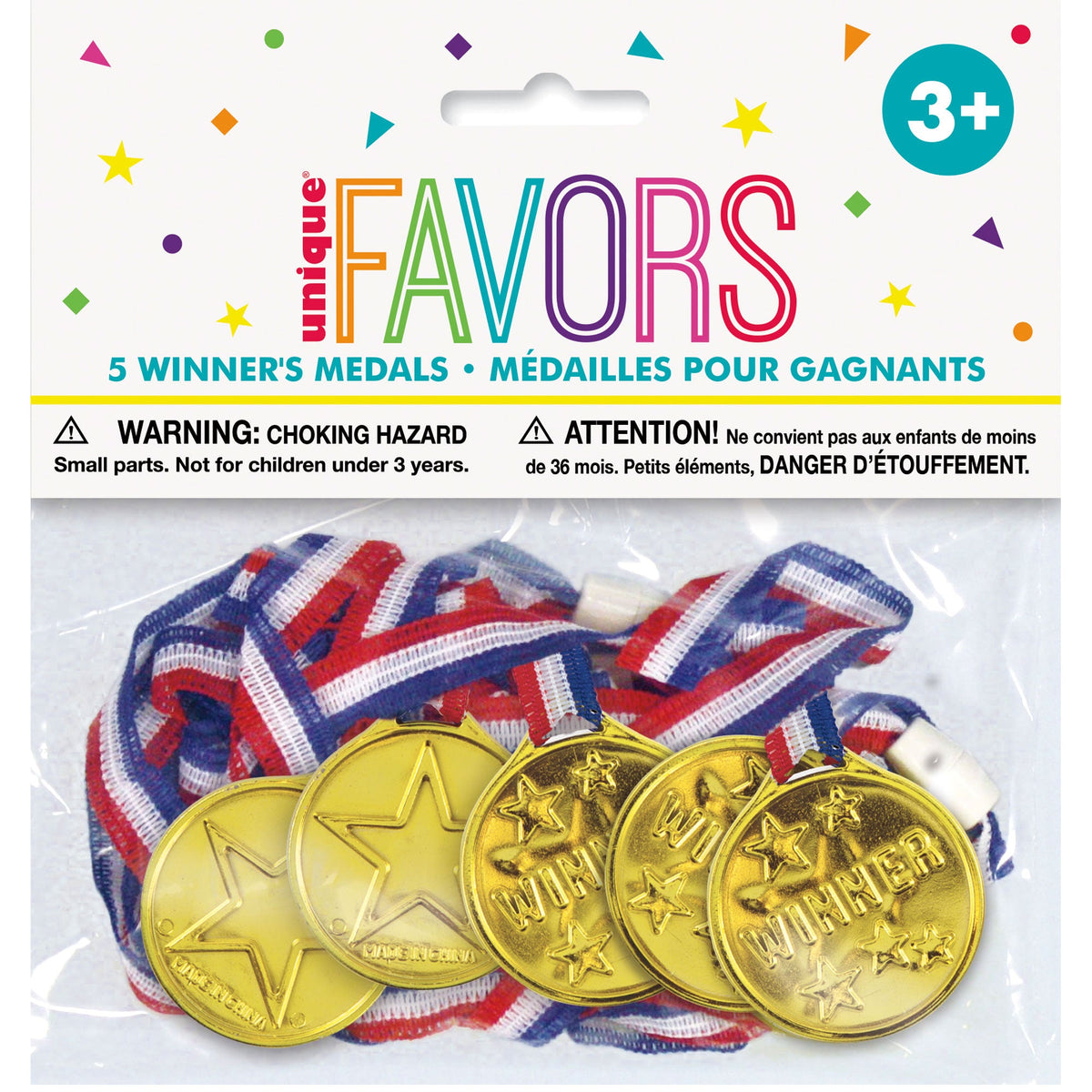UNIQUE PARTY FAVORS Kids Birthday Winner Medals, 5 Count 011179847716