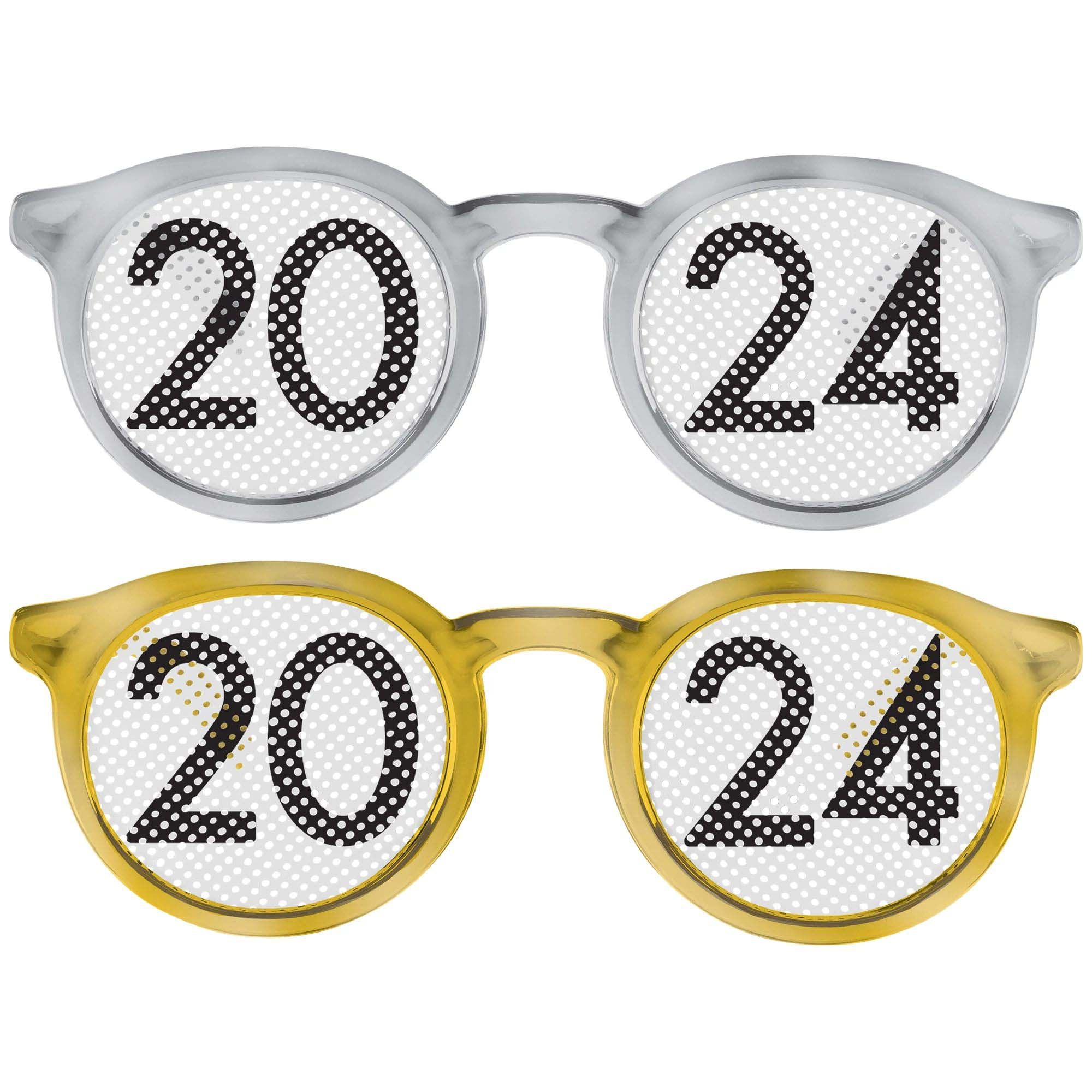 2024 New Year Glasses, Silver and Gold, 10 Count Party Expert