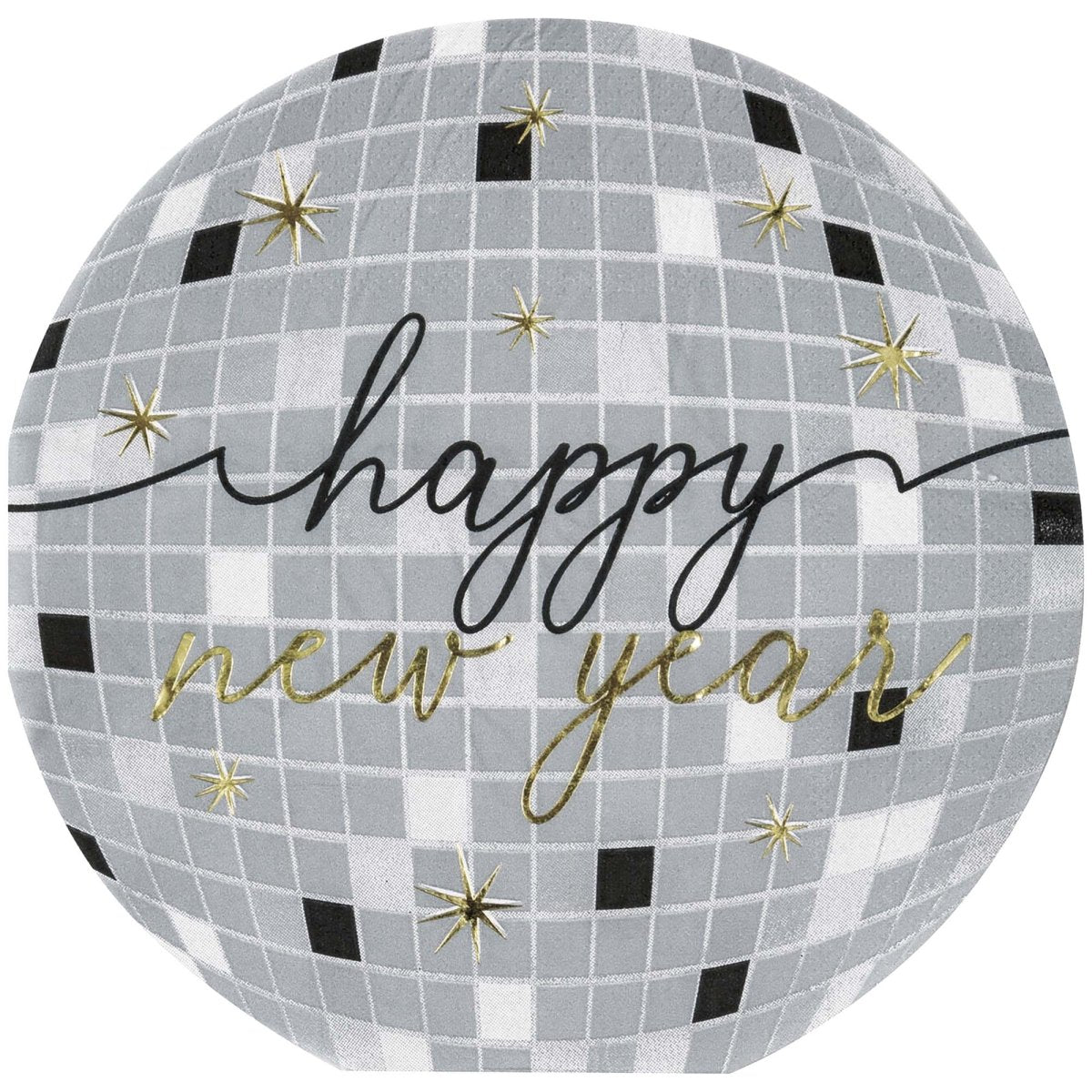 UNIQUE PARTY FAVORS New Year Disco New Year's Large Lunch Napkins, 16 Count