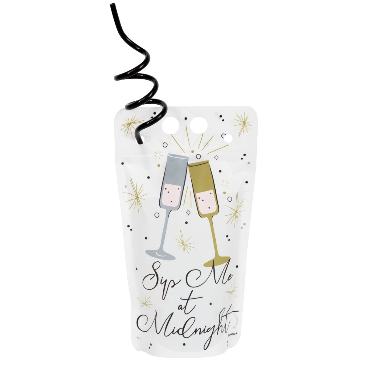UNIQUE PARTY FAVORS New Year New Year's Drink Pouches with Straws, 4 Count 011179126002