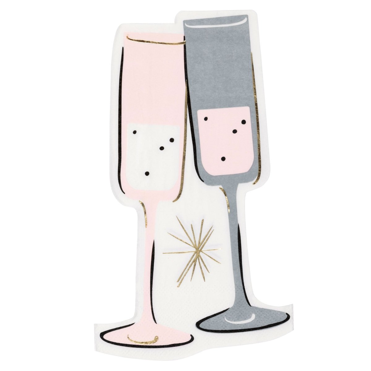 UNIQUE PARTY FAVORS New Year Toasting New Year Champagne Glass Shaped Large Lunch Napkins, 16 Count 011179125593