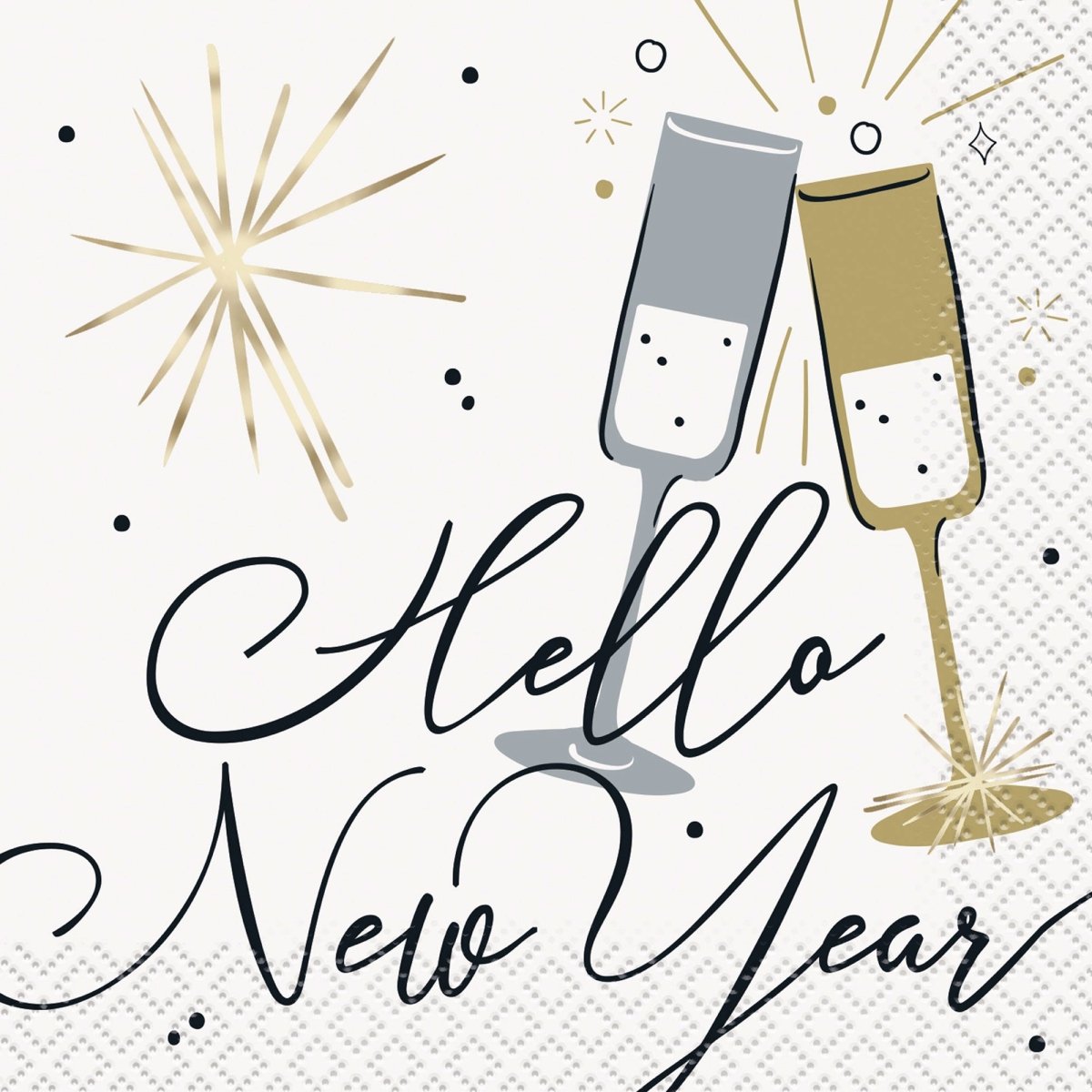 UNIQUE PARTY FAVORS New Year Toasting New Year Small Beverage Napkins, 16 Count 011179125586