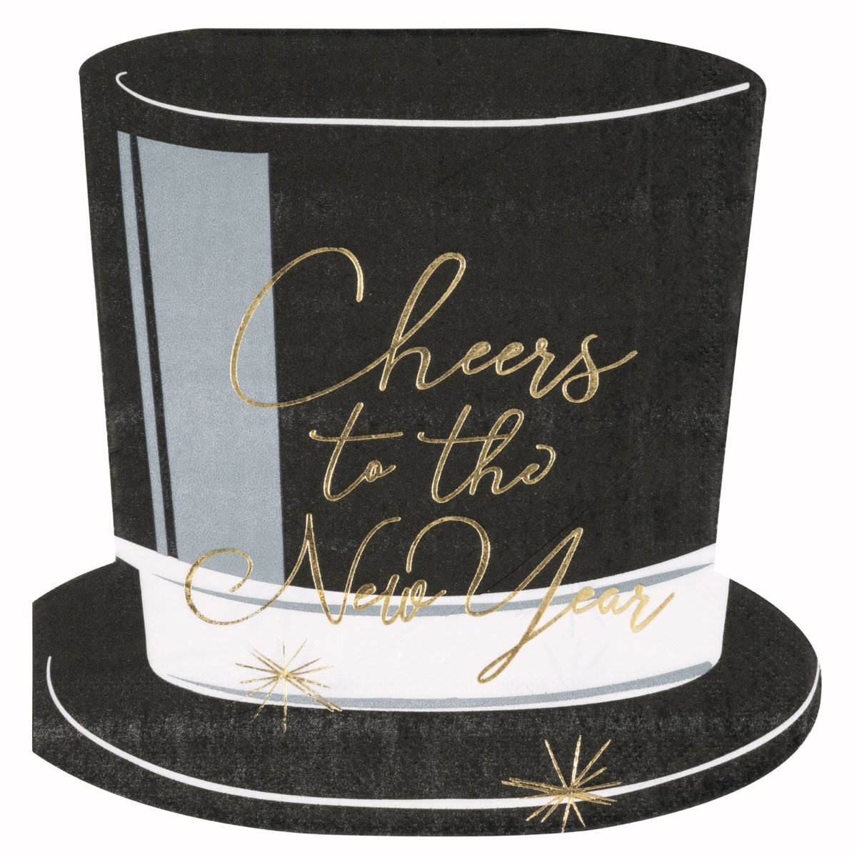UNIQUE PARTY FAVORS New Year Toasting New Year Top Hat Shaped Large Lunch Napkins, 16 Count 011179125579