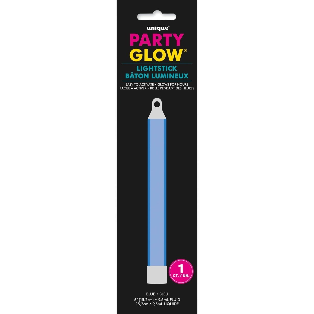 UNIQUE PARTY FAVORS Party Supplies Blue Glow Stick, 6 Inches, 1 Count 01117955432