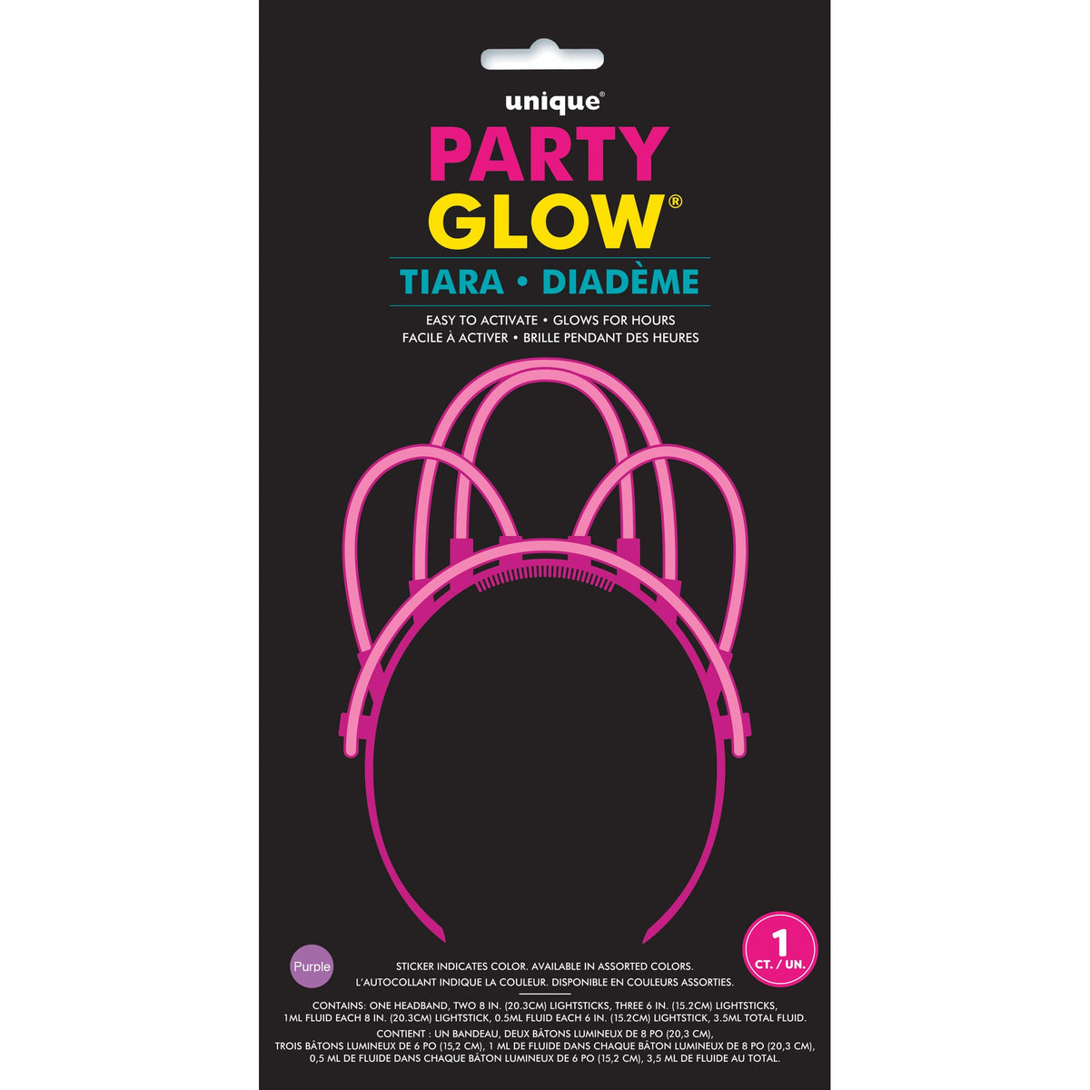 UNIQUE PARTY FAVORS Party Supplies Glow Stick Tiara, Assortment, 1 Count 011179738489