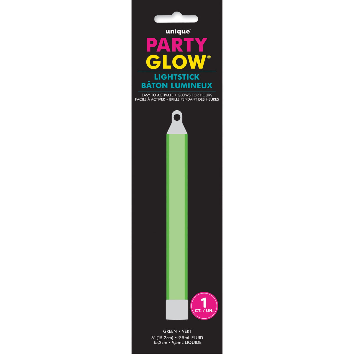 UNIQUE PARTY FAVORS Party Supplies Green Glow Stick, 6 Inches, 1 Count 01117955418
