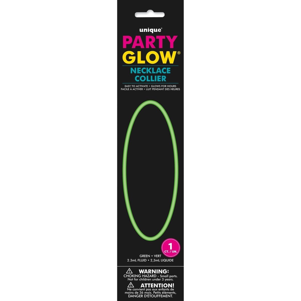 UNIQUE PARTY FAVORS Party Supplies Green Glow Stick Necklace, 20 Inches, 1 Count 01117955210