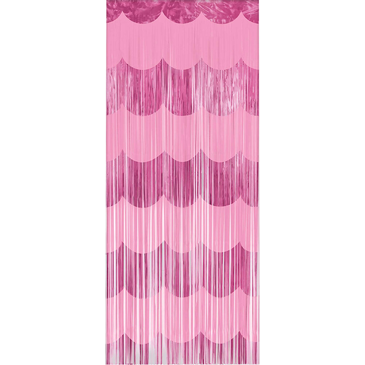 UNIQUE PARTY FAVORS Summer Summer Disco Pink Scallop Fringe Curtain, 39 x 78 Inches, 1 Count 011179137299
