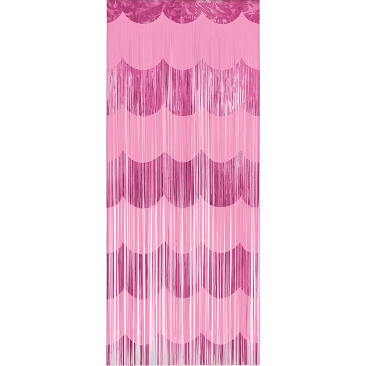 UNIQUE PARTY FAVORS Summer Summer Disco Pink Scallop Fringe Curtain, 39 x 78 Inches, 1 Count 011179137299
