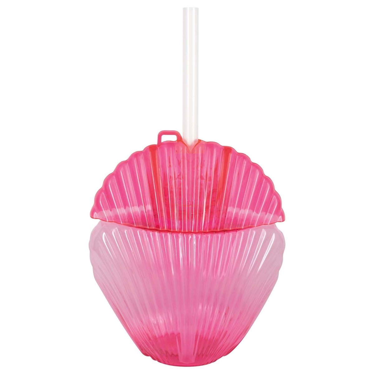 UNIQUE PARTY FAVORS Summer Summer Fun Pink Seashell Shaped Cup with Straw, 1 Count 011179134168