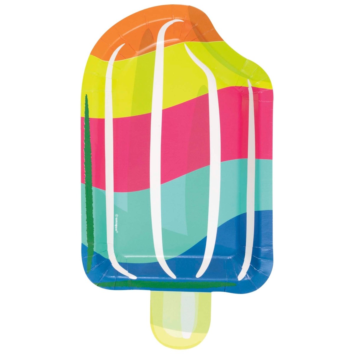 UNIQUE PARTY FAVORS Summer Summer Fun Small Popsicle Shaped Dessert Paper Plates, 5 Inches, 8 Count 011179134557