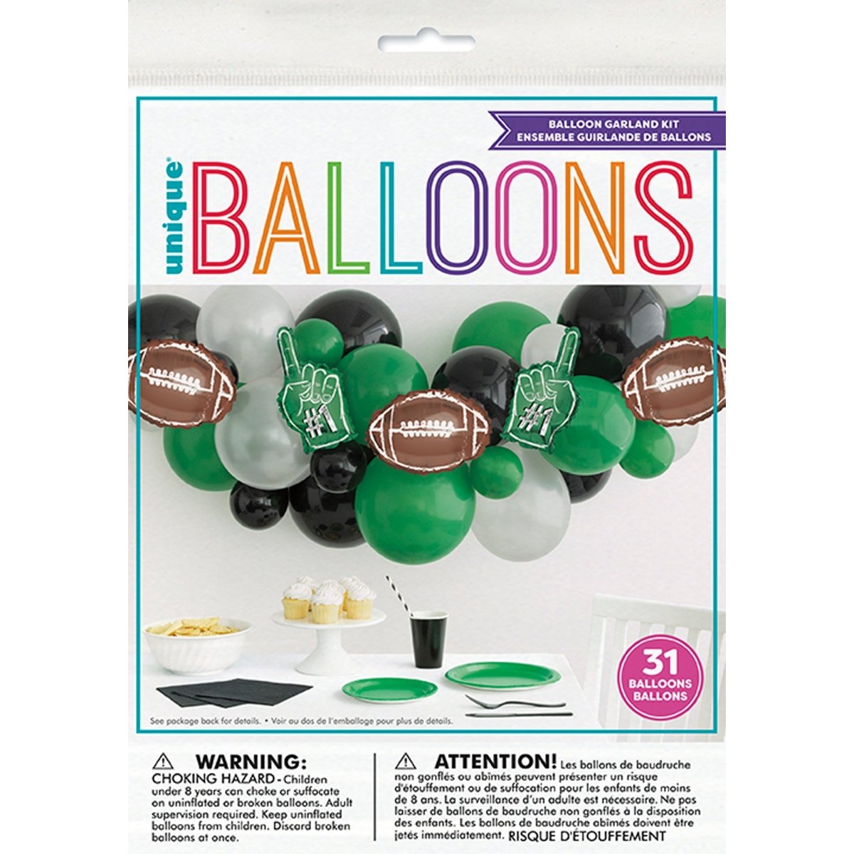 UNIQUE PARTY FAVORS Superbowl Football Balloon Arch Kit, 31 Count 011179512966