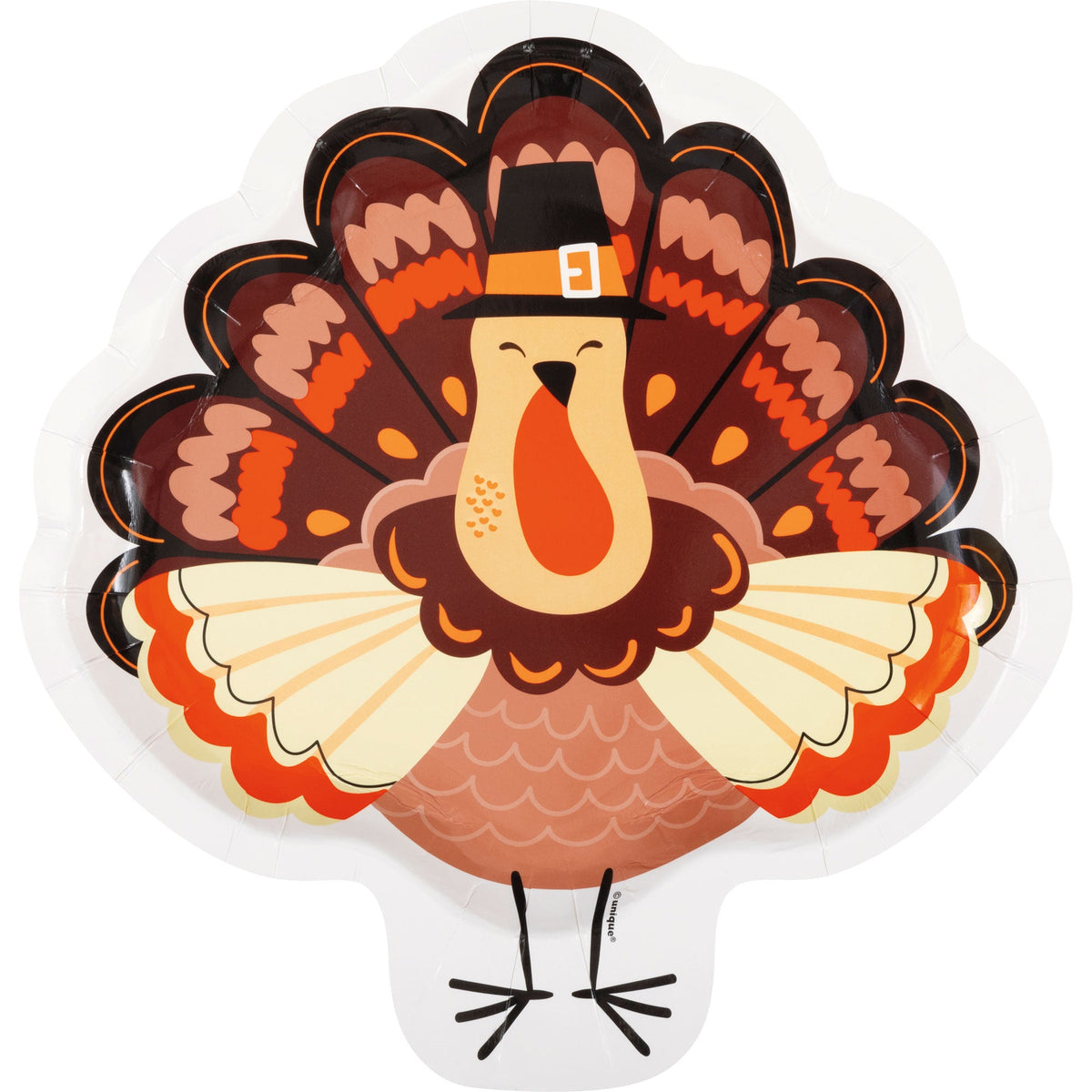 UNIQUE PARTY FAVORS Thanksgiving Turkey Day Large Lunch Paper Plates, 9 Inches, 8 Count 011179571550