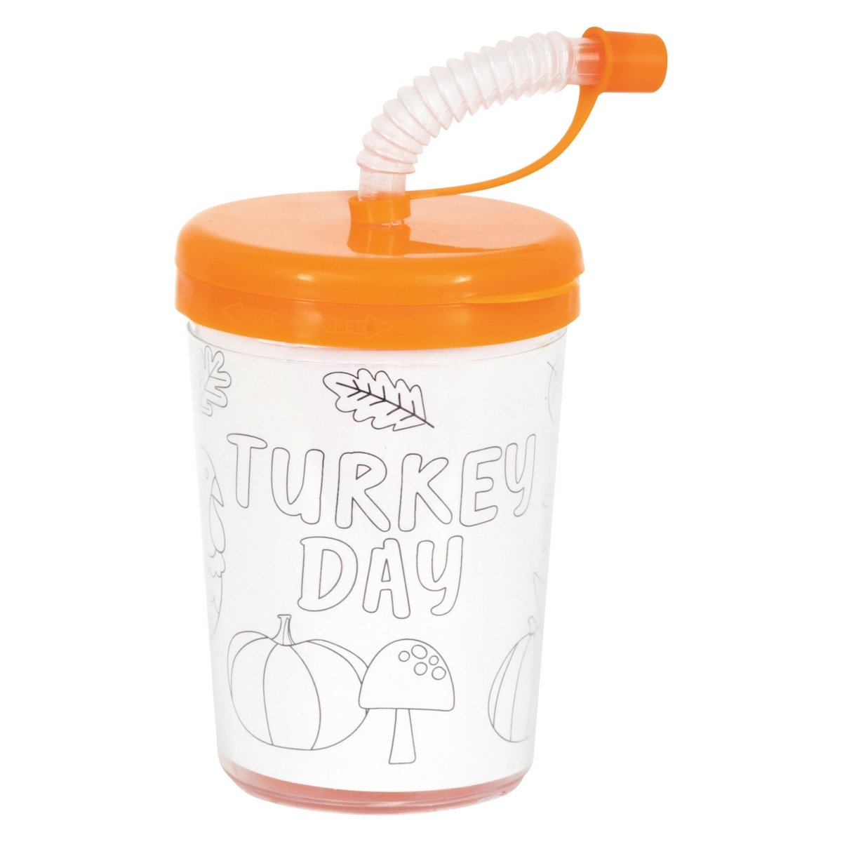 UNIQUE PARTY FAVORS Thanksgiving Turkey Day Plastic Cup with Straw, 6 Oz, 1 Count 011179571505