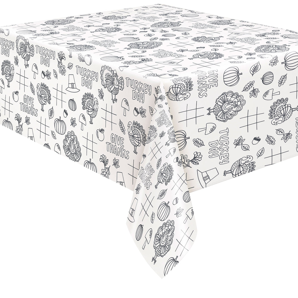 UNIQUE PARTY FAVORS Thanksgiving Turkey Day Rectangular Paper Coloring Table Cover, 54 x 84 Inches, 1 Count 011179571536