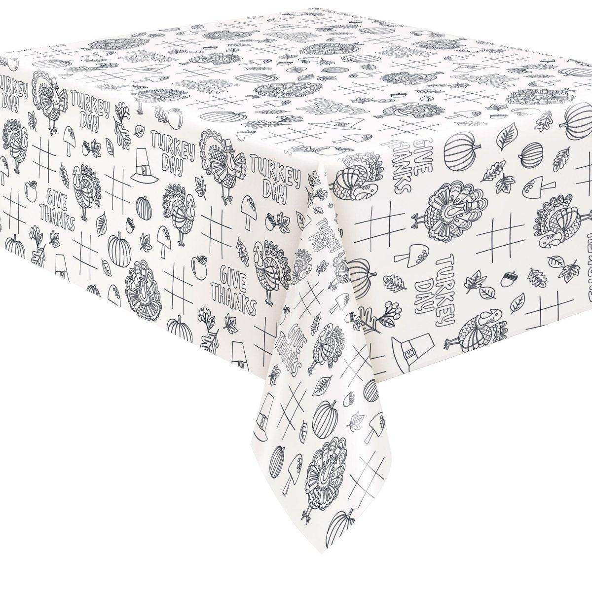 UNIQUE PARTY FAVORS Thanksgiving Turkey Day Rectangular Paper Coloring Table Cover, 54 x 84 Inches, 1 Count 011179571536