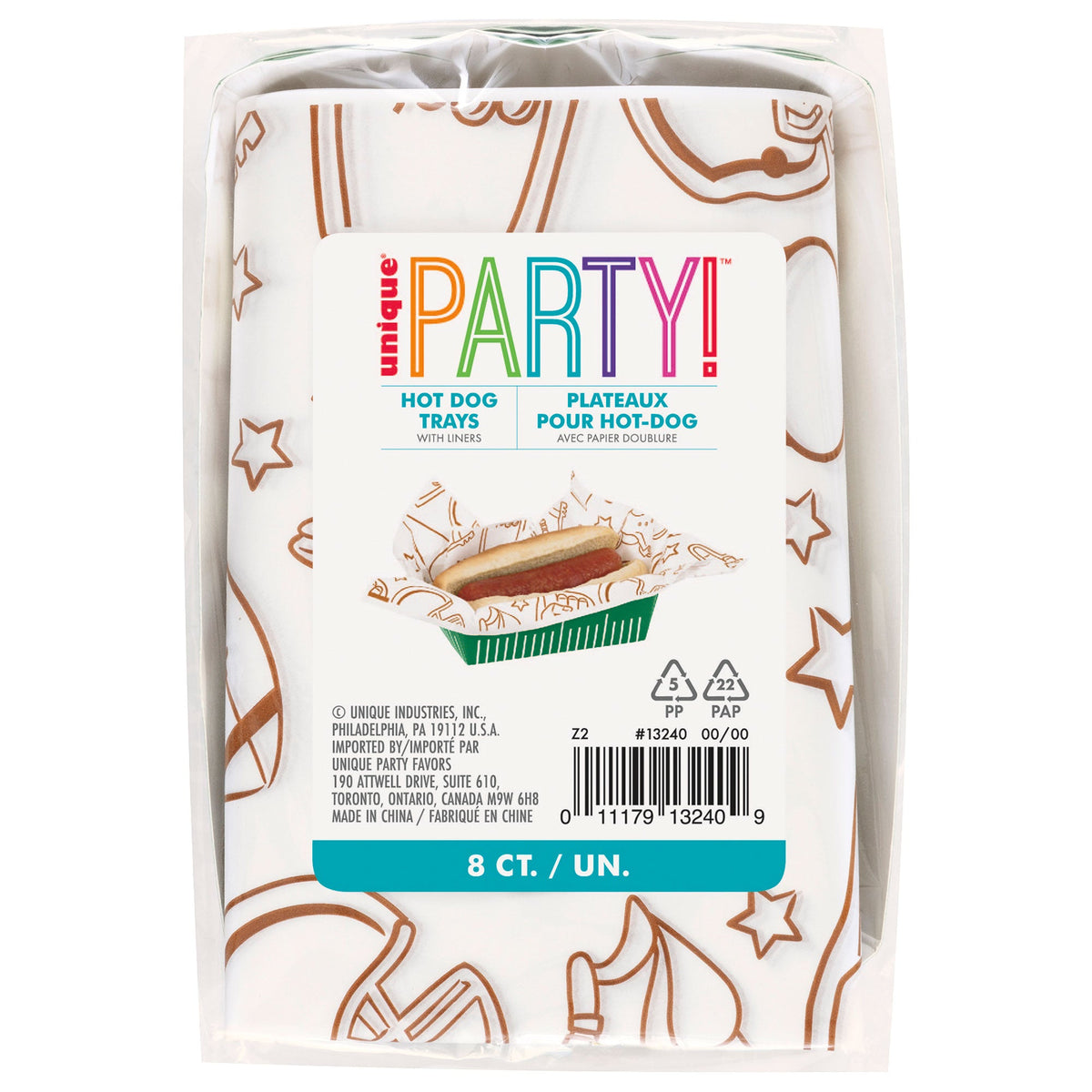 UNIQUE PARTY FAVORS Theme Party Football Hot Dog Trays, 8 Count 011179132409