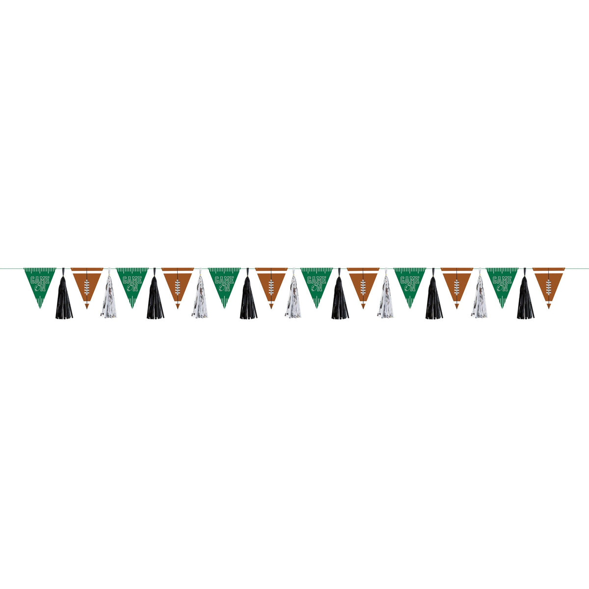 UNIQUE PARTY FAVORS Theme Party Football Party Paperboard Flag Banner with Foil Tassels, 1 Count 011179132867