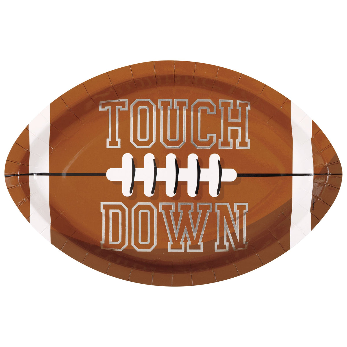 UNIQUE PARTY FAVORS Theme Party Football Shaped Large Lunch Paper Plates, 12 Inches, 8 Count 011179132188