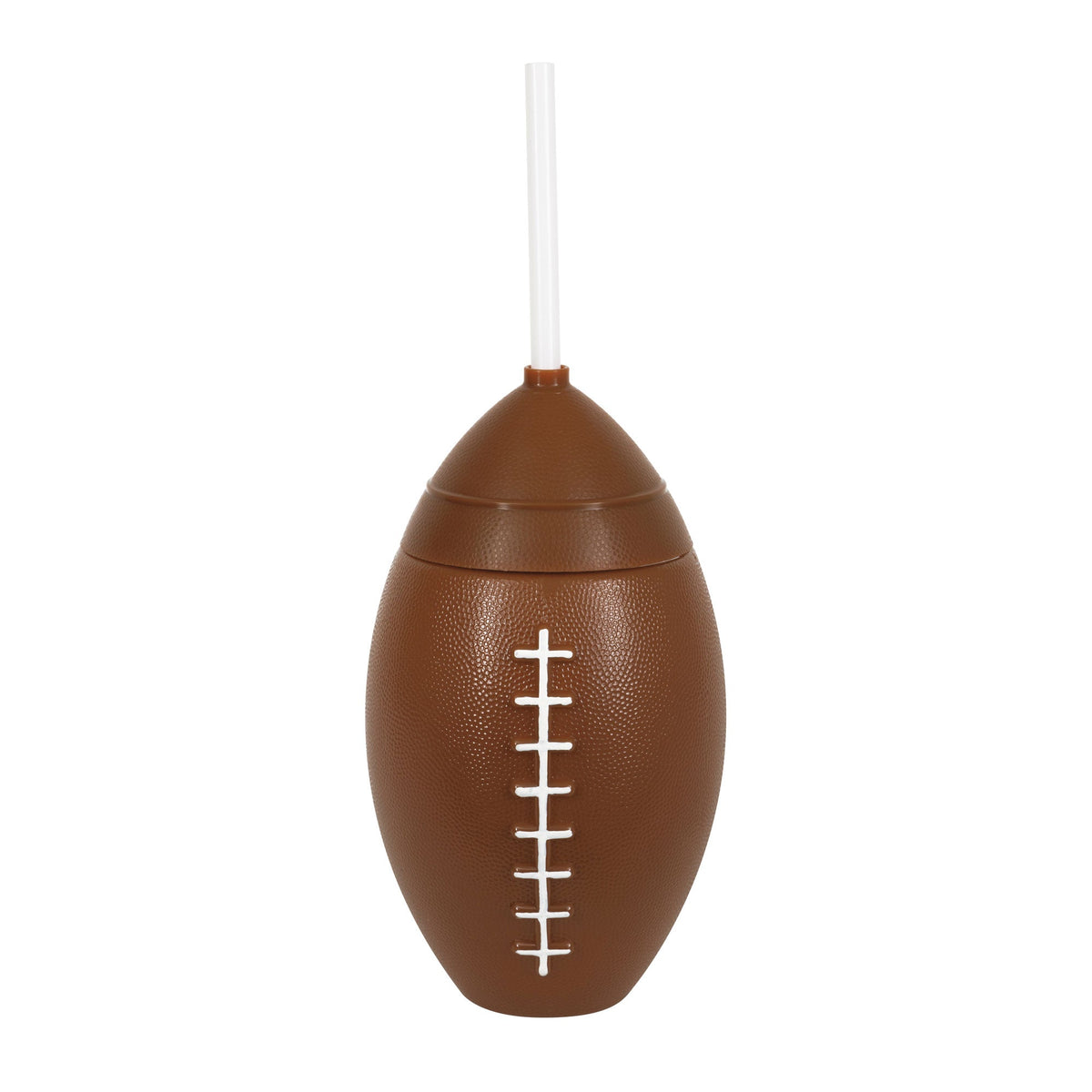 UNIQUE PARTY FAVORS Theme Party Football Shaped Tumbler with Lid and Straw, 20 Oz, 6 Count 011179151707
