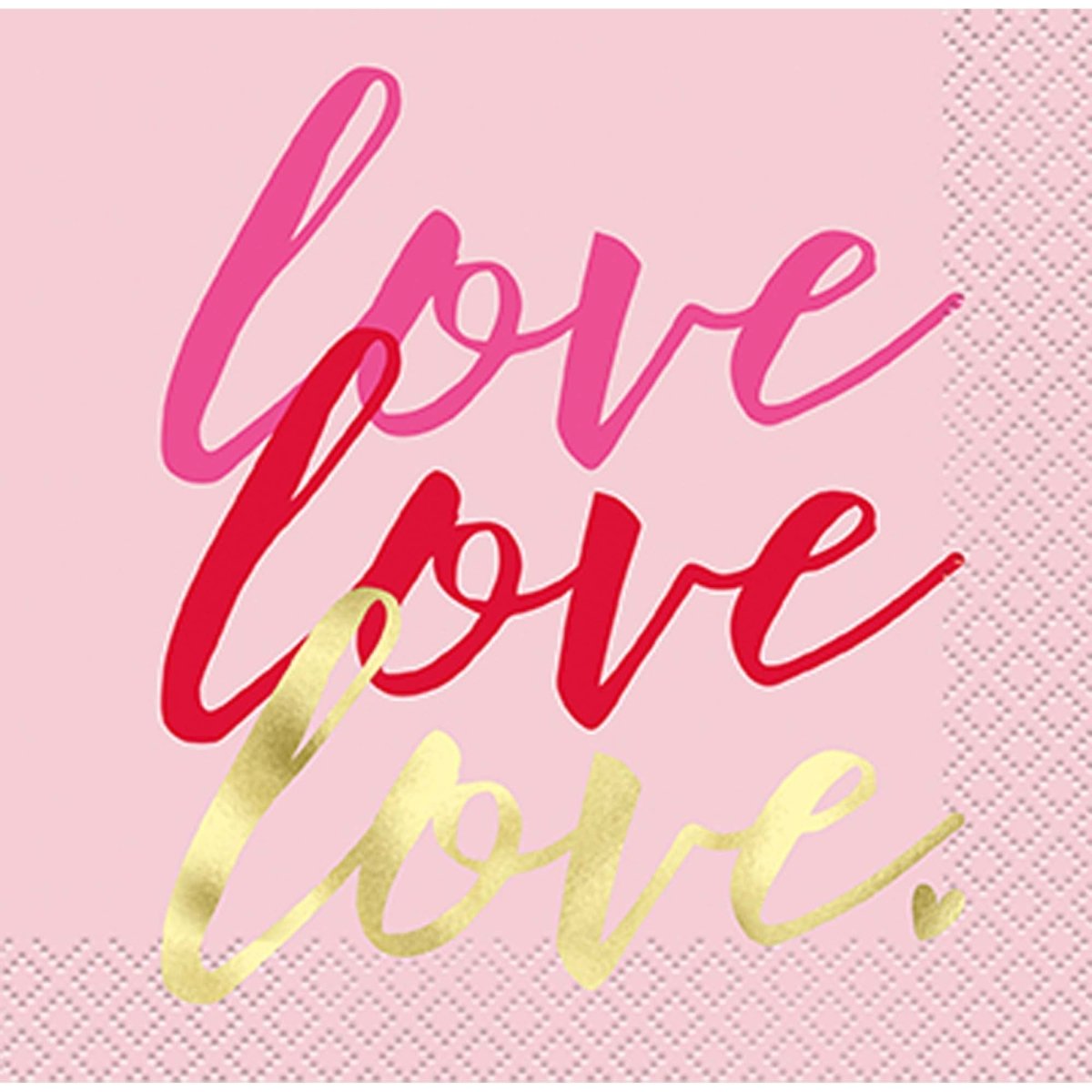 UNIQUE PARTY FAVORS Valentine's Day Elegant Valentine Small Beverage Napkins, 16 Count