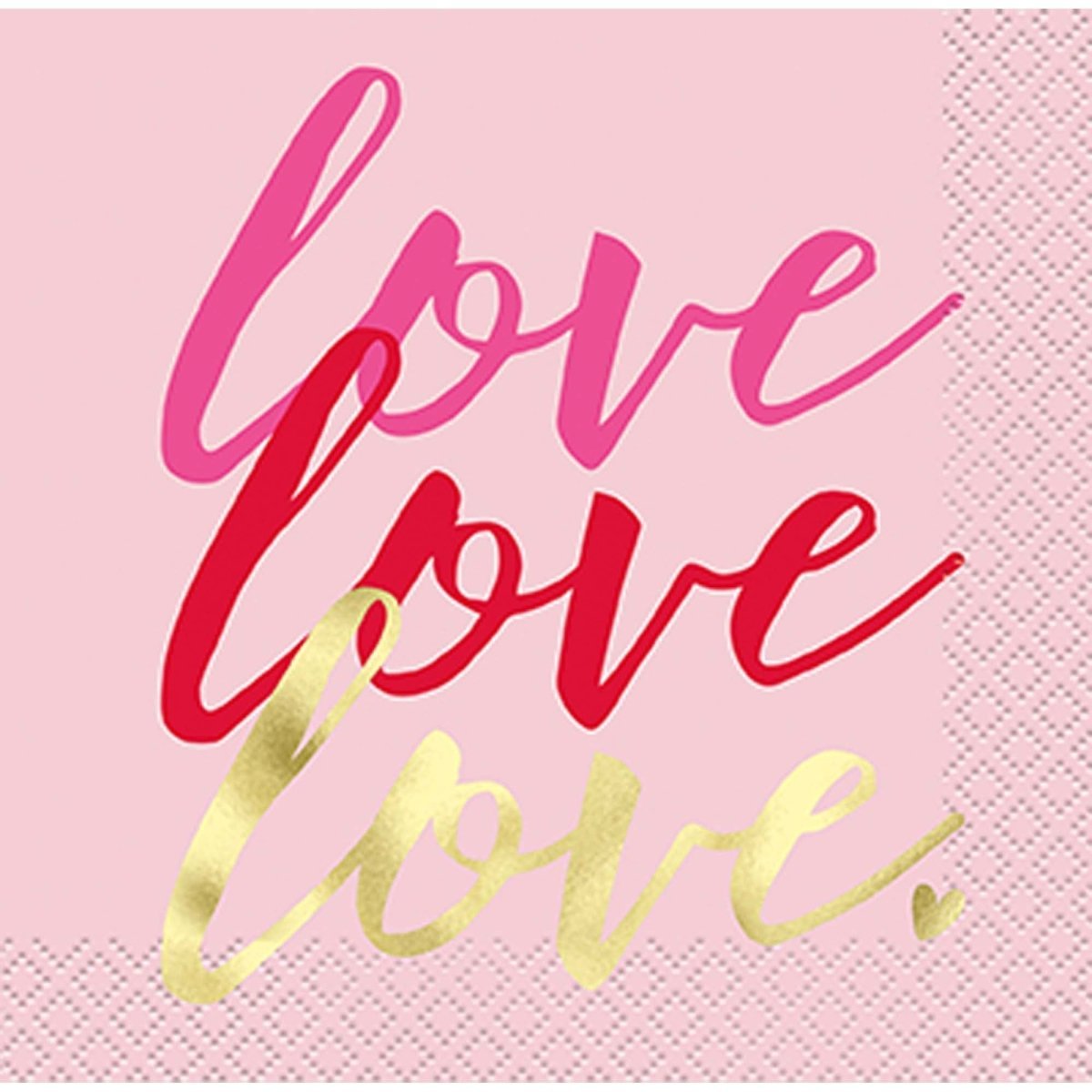 UNIQUE PARTY FAVORS Valentine's Day Elegant Valentine Small Beverage Napkins, 16 Count
