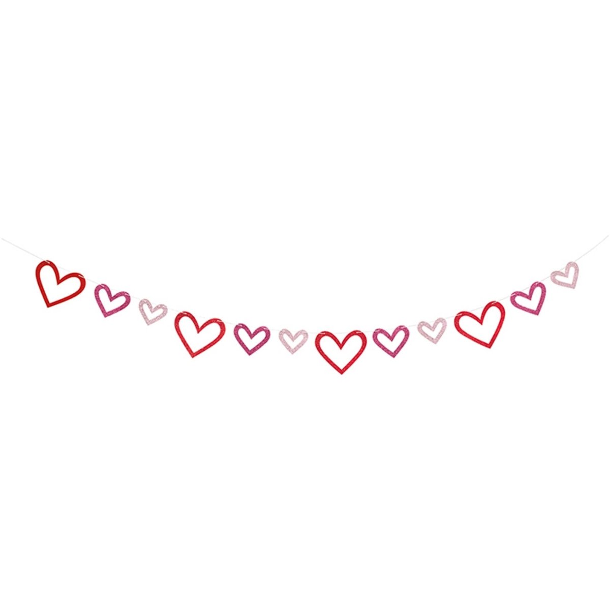 UNIQUE PARTY FAVORS Valentine's Day Glitter Heart Banner, 96 Inches, 1 Count 011179987986