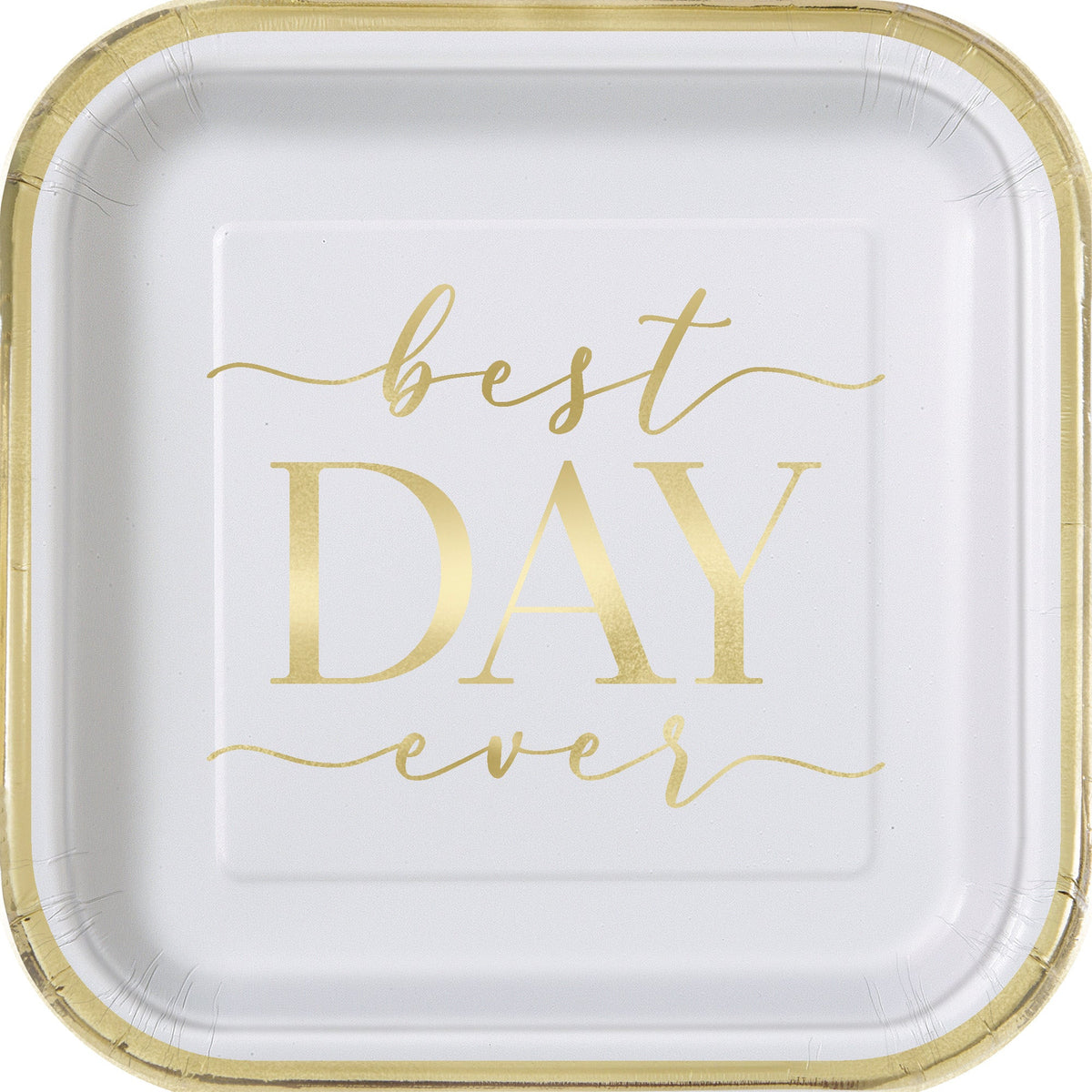 UNIQUE PARTY FAVORS Wedding Pink Blooms Bridal Small Square Dessert Paper Plates, 7 Inches, 8 Count 011179279647
