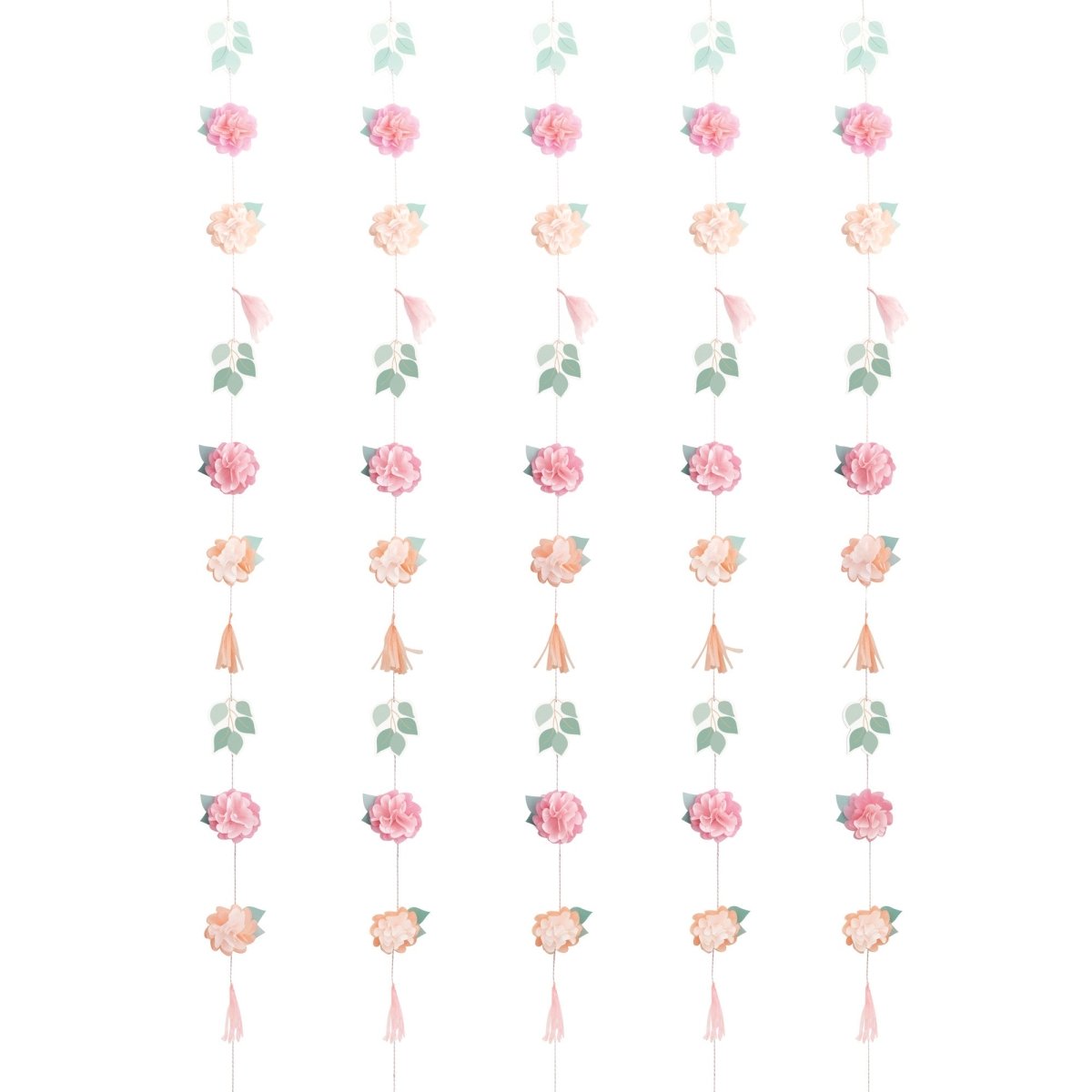 UNIQUE PARTY FAVORS Wedding Pink Blooms Bridal Tassel and Flower Garland Backdrop, 1 Count 011179287819