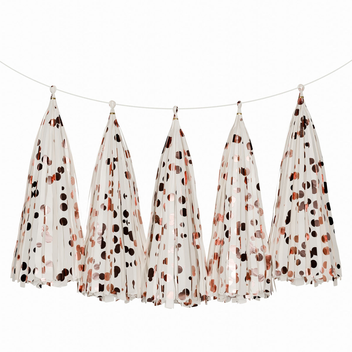 Weifang Mayshine Imp&exp co Decorations White & Rosegold Dots Tassel Garland, 5 Count 810064197314