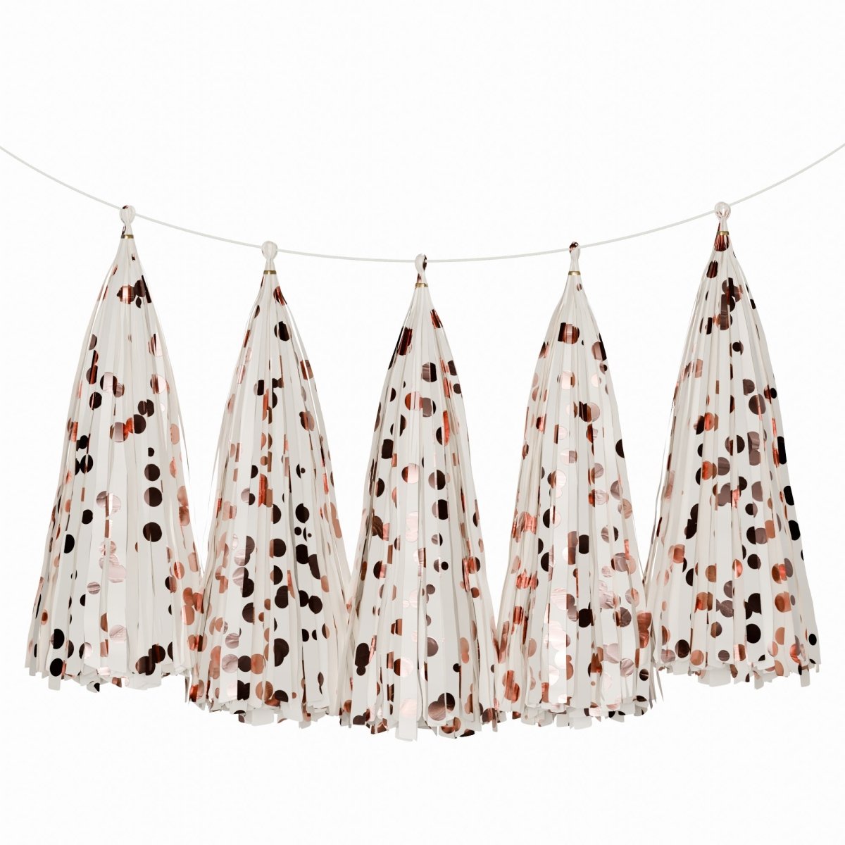 Weifang Mayshine Imp&exp co Decorations White & Rosegold Dots Tassel Garland, 5 Count 810064197314
