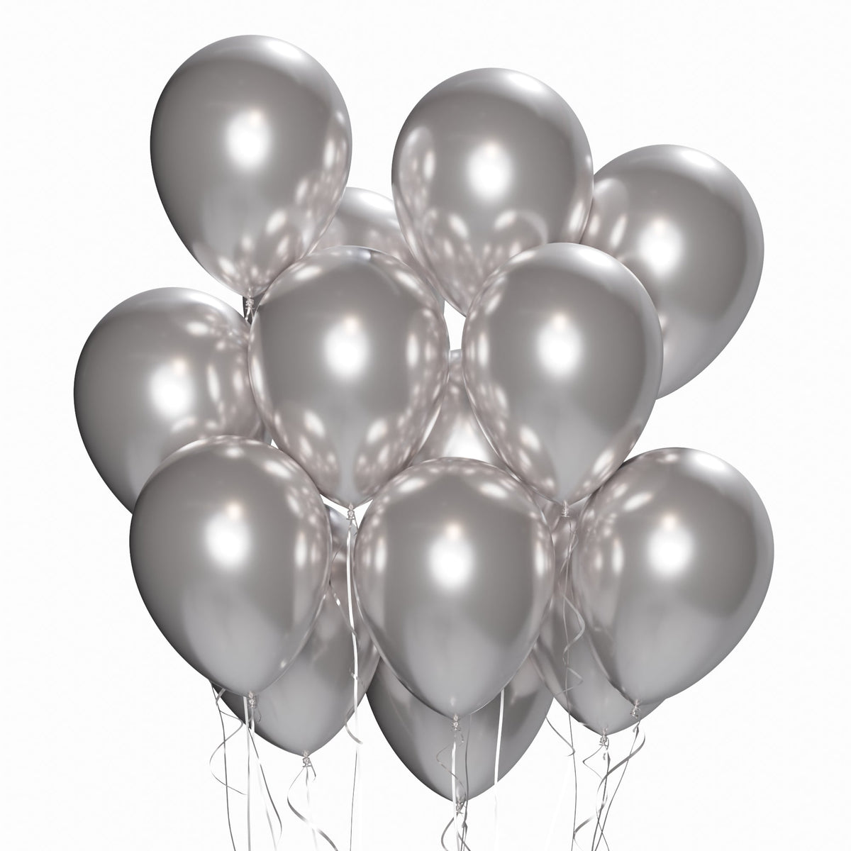 WIDE OCEAN INTERNATIONAL TRADE BEIJING CO., LTD Balloons Silver Latex Balloon 12 Inches, Chrome Collection, 15 Count 810064198373