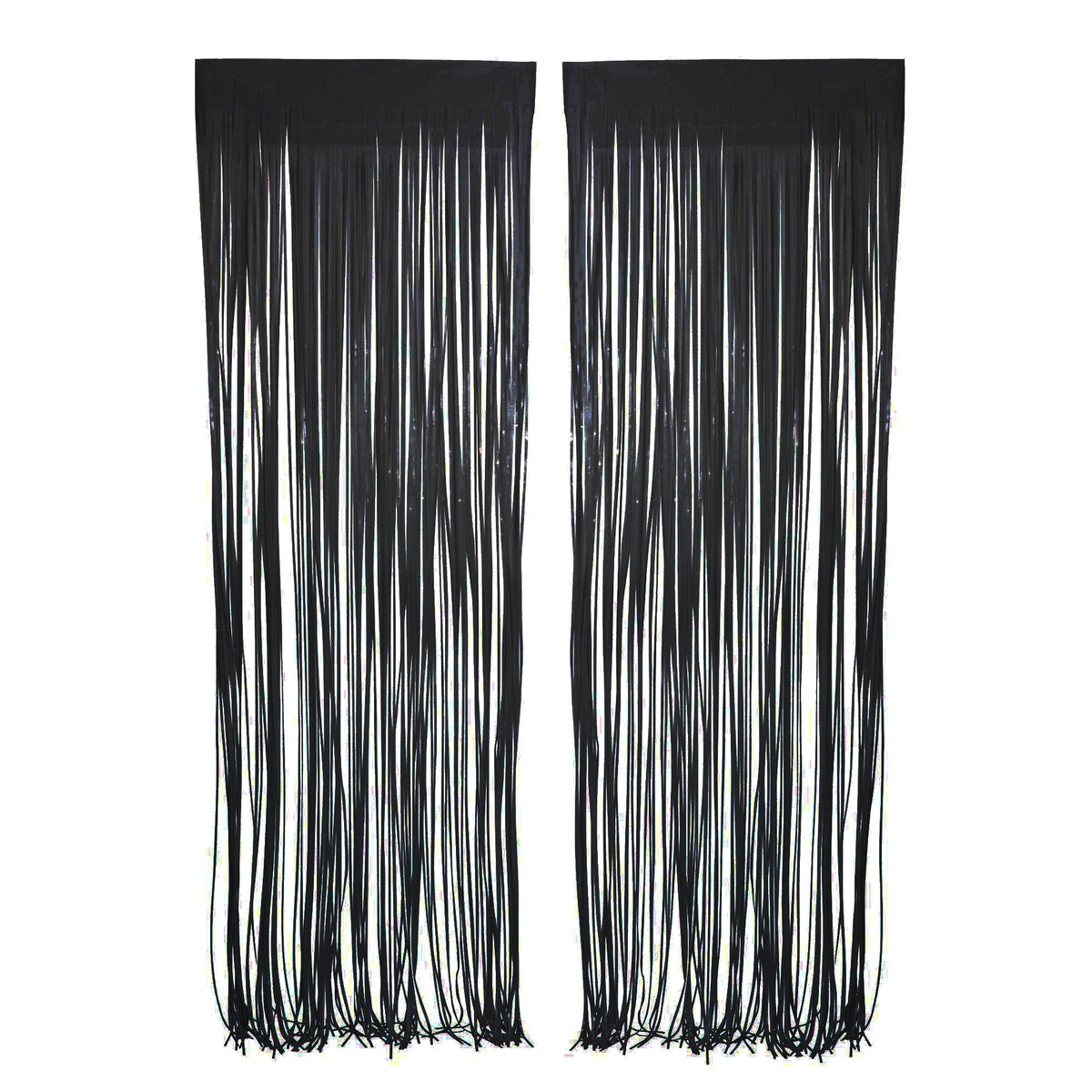 WIDE OCEAN INTERNATIONAL TRADE BEIJING CO., LTD Decorations Black Metallic Fringe Curtain, 40 x 118 Inches, 2 Count 810077651339